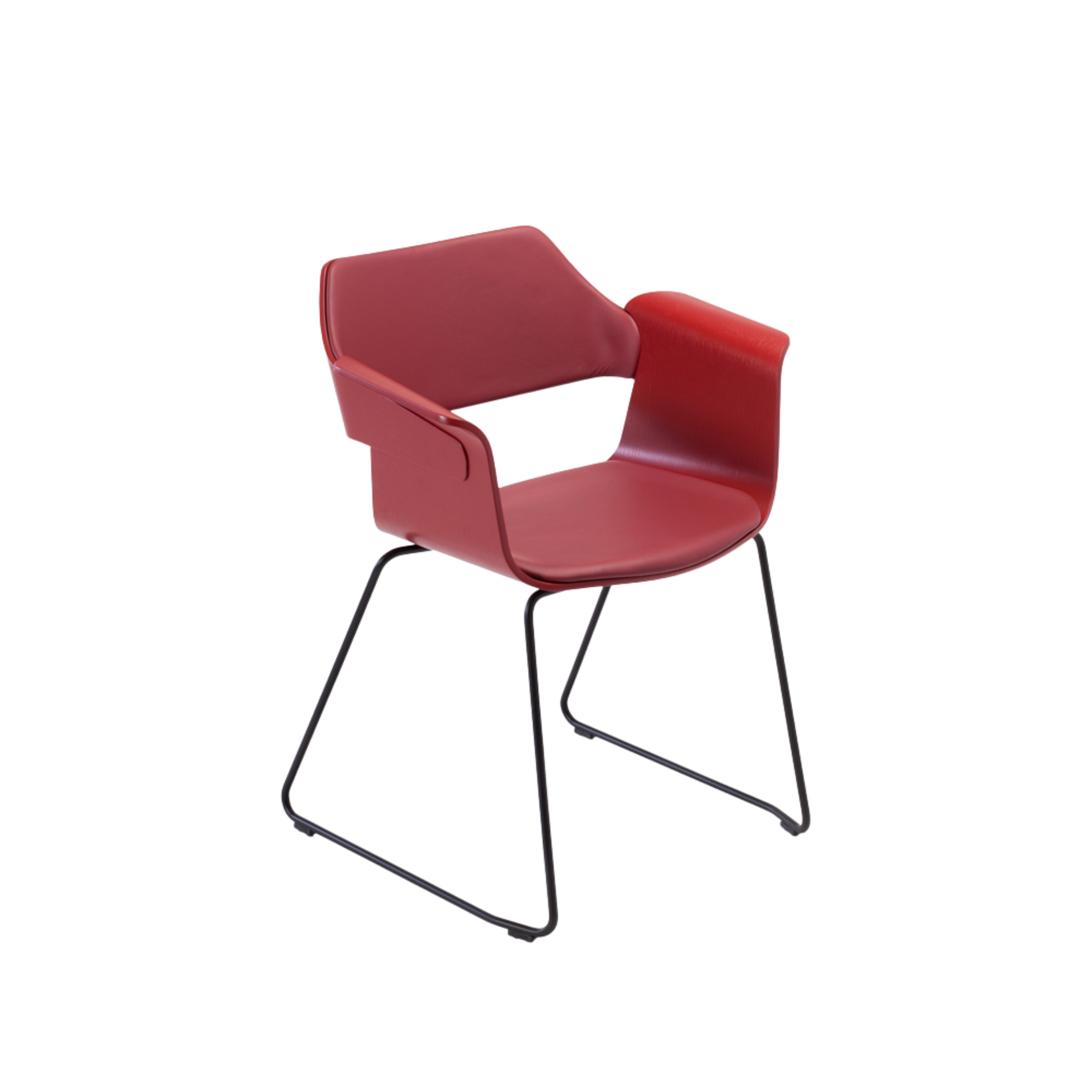 FLAGSHIP karfás szék (festett tölgy, bordó, szánkótalppal) I Bemutatótermi darab