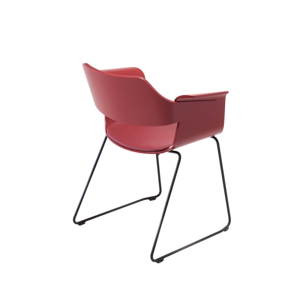 FLAGSHIP armchair (stained oak, claret with sled base)