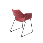 FLAGSHIP armchair (stained oak, claret with sled base)