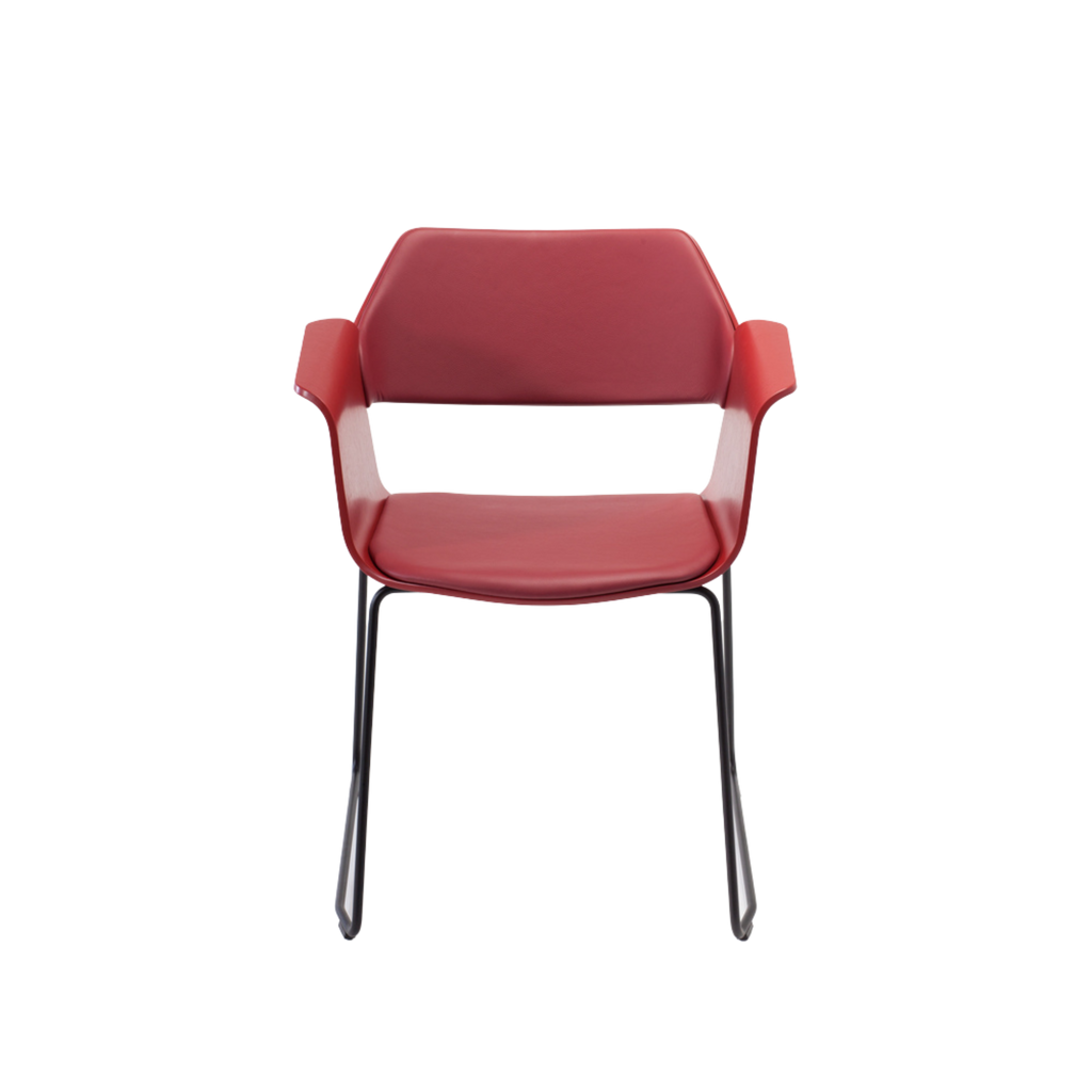FLAGSHIP armchair (stained oak, claret with sled base)