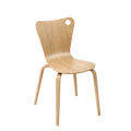 Wooden chair with a unique back design on a white background