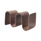 Wooden bookend with a wavey form on a white background