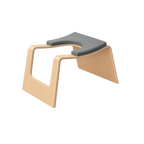 Yoga headstand stool with a gray seat and wooden frame on a white background